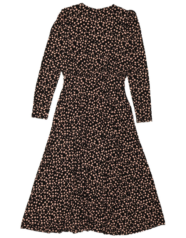 Damska sukienka maxi z długim rękawem Boden UK 10 Small, czarna, w kwiaty, wiskoza