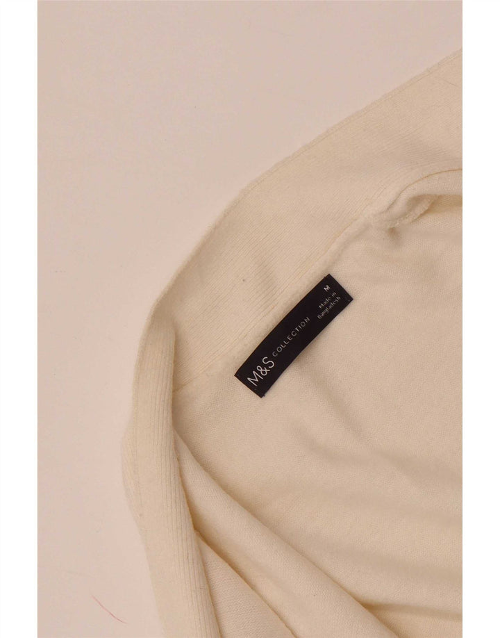 Marks & Spencer Damski sweter rozpinany UK 14 Średni biały
