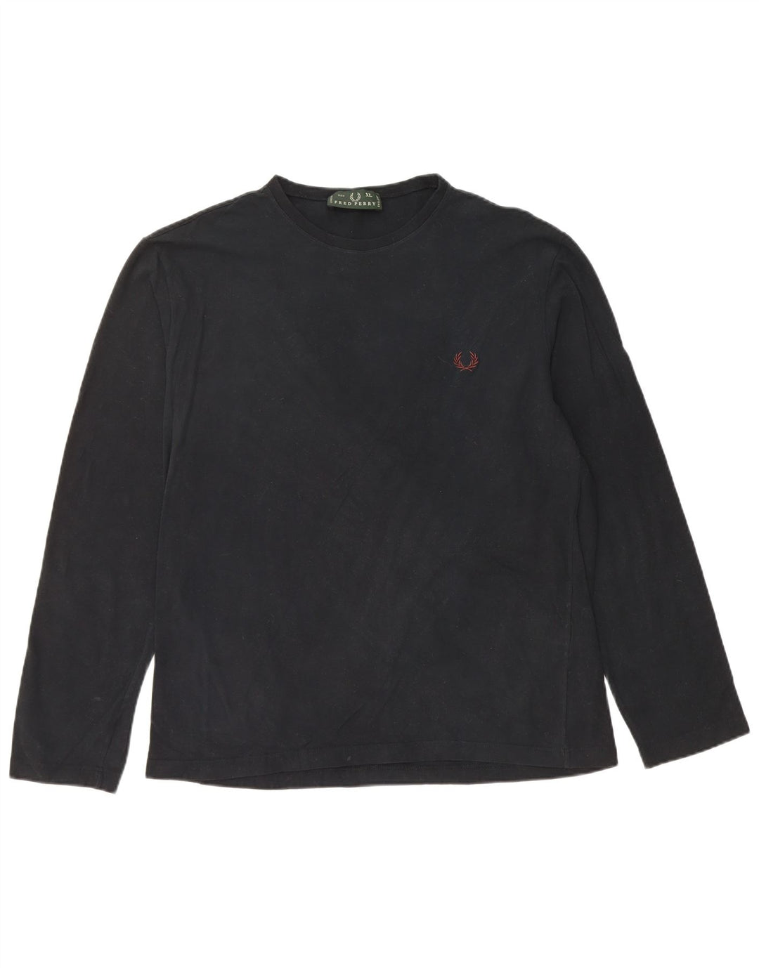 FRED PERRY Męski top z długim rękawem XL, czarny, bawełniany