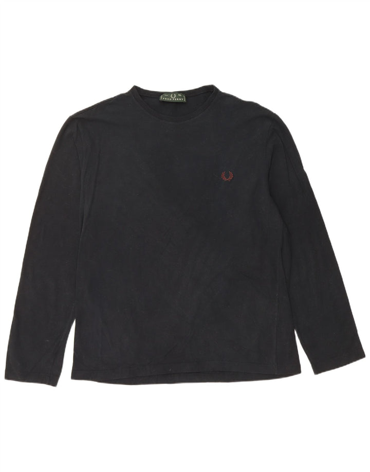FRED PERRY Męski top z długim rękawem XL, czarny, bawełniany