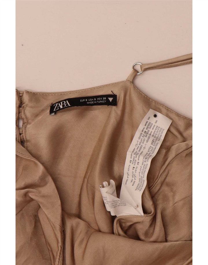 Damski top na ramiączkach Zara UK 10 Small Beżowa Wiskoza