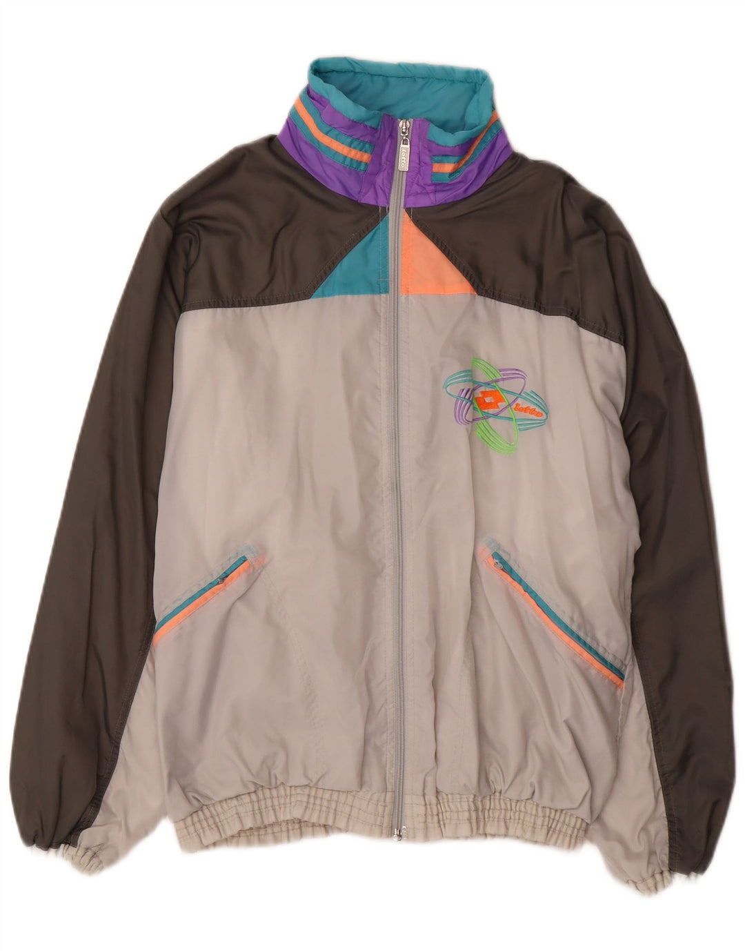 Męska kurtka dresowa Lotto, średnia, wielobarwna, z blokami kolorów, retro