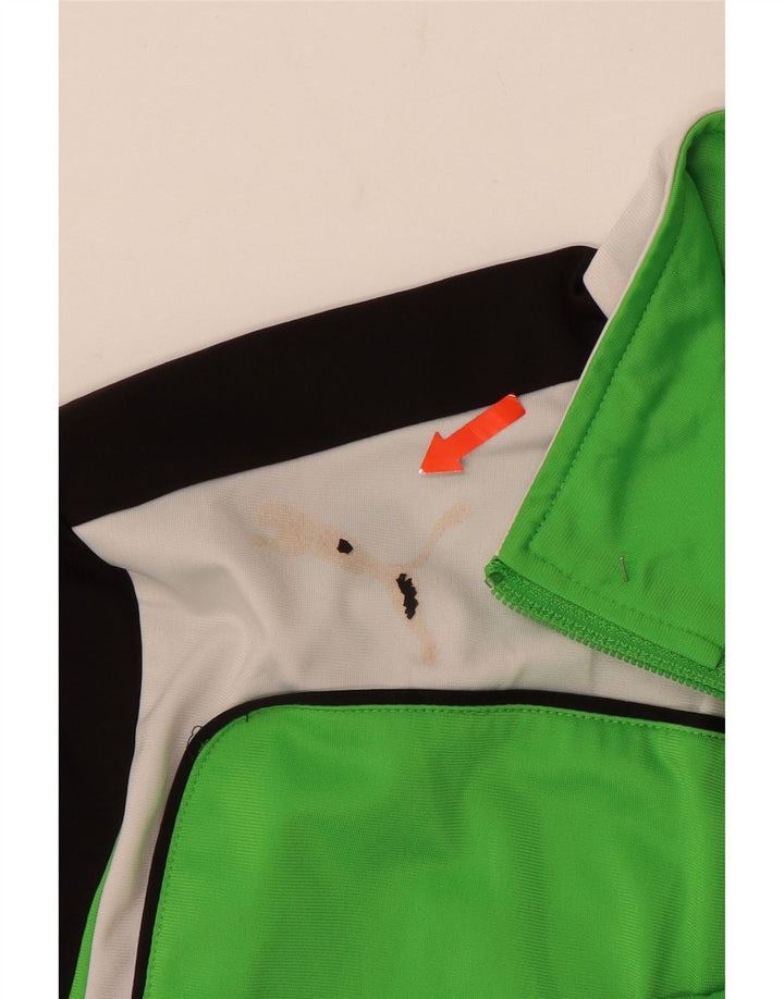 Chłopięca kurtka dresowa PUMA, 15-16 lat, zielony poliester z blokami kolorów