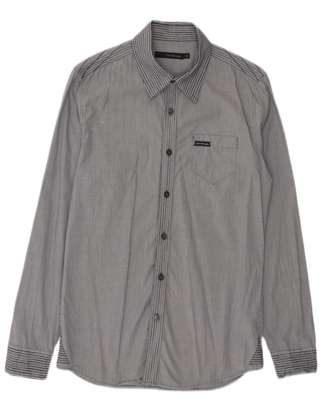 Koszula męska w kratę Calvin Klein Jeans, mała, niebieska, bawełniana w prążki