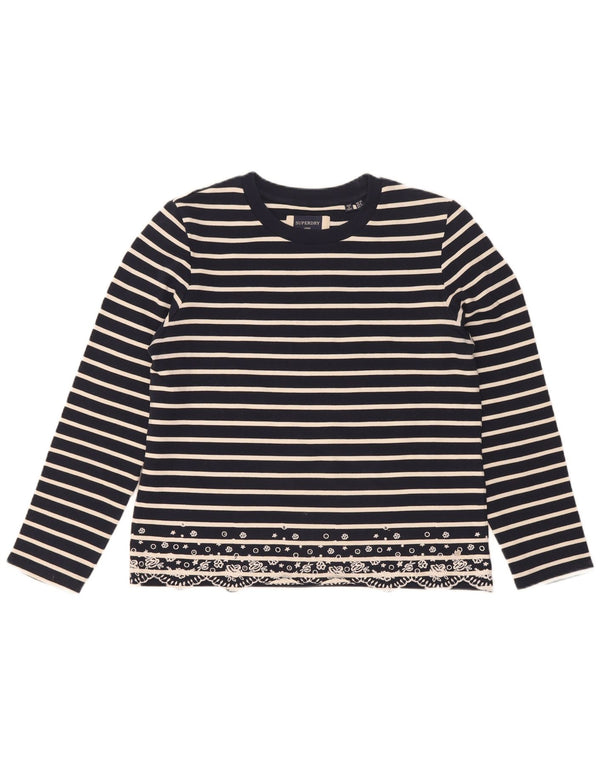 Damski top oversize Superdry z długim rękawem, UK 10, w małe granatowe paski