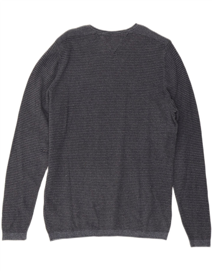 TOMMY HILFIGER Mens Crew Neck Jumper Sweater Medium Navy Blue Cotton Vintage Tommy Hilfiger and Second-Hand Tommy Hilfiger from Messina Hembry 