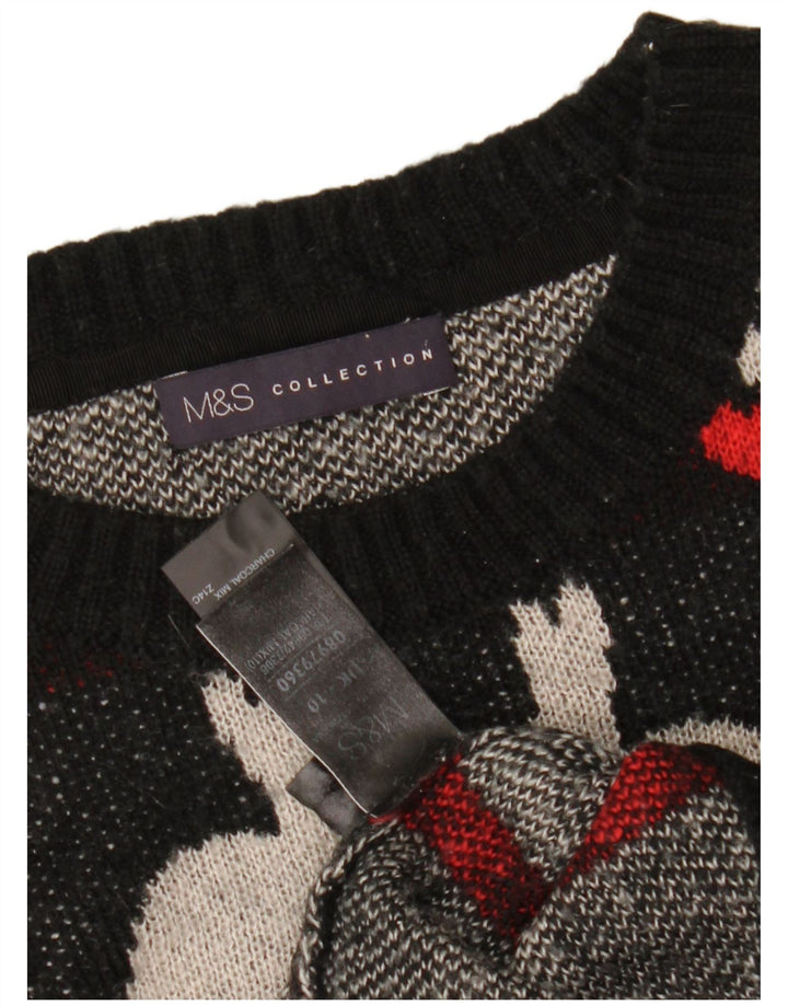 MARKS & SPENCER Damski sweter z dekoltem w łódkę UK 10, mały, czarny