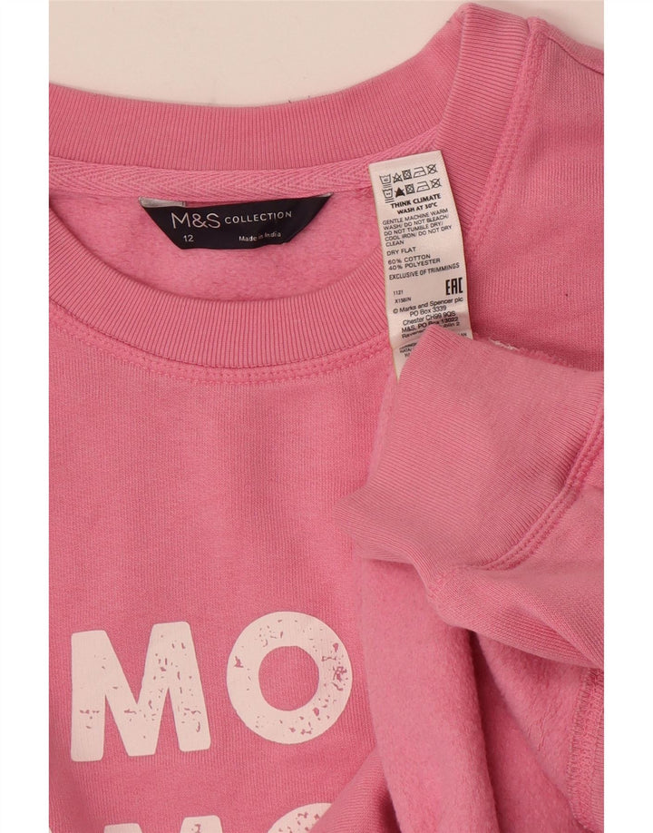 Damska bluza z grafiką Marks & Spencer UK 12, średnia różowa bawełna
