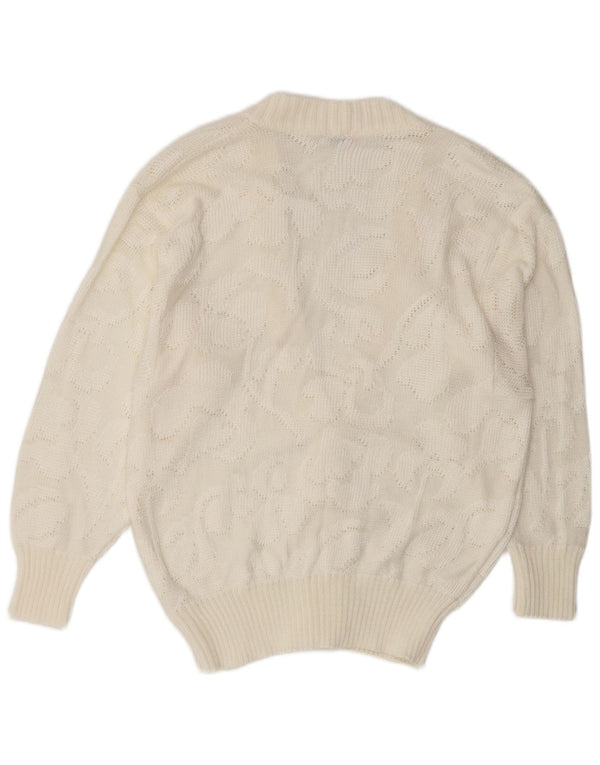 Sweter damski w stylu vintage IT 46, duży, biały akryl