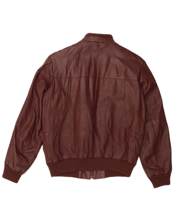 Damska kurtka skórzana typu bomber w stylu vintage IT 54 2XL Burgundowa skóra