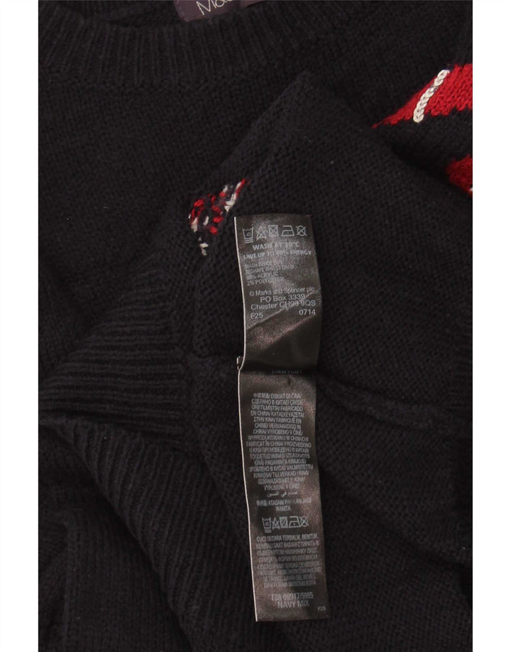Marks & Spencer Damski sweter z dekoltem w łódkę UK 12 Średni granatowy Chri