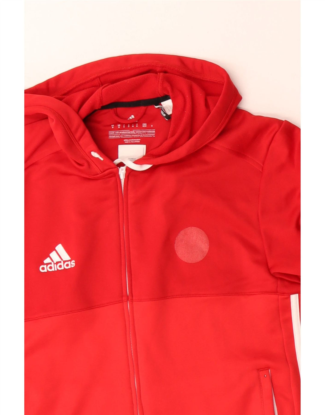 Adidas Męski sweter z kapturem Climalite i zamkiem błyskawicznym, średni czerwony poliester