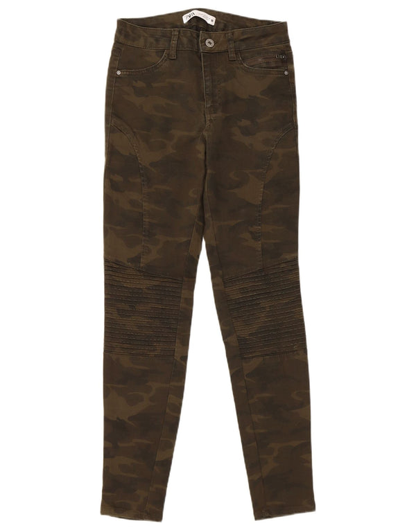 Spodnie damskie Zara Skinny EU 34 2XS W24 L27 Khaki Camouflage