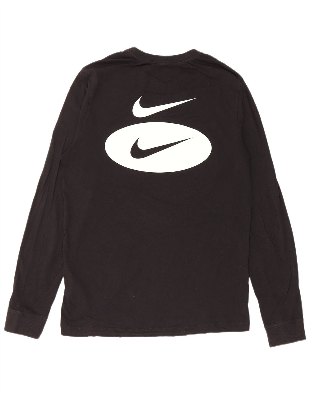 Męska koszulka graficzna Nike z długim rękawem, mała, czarna, bawełniana
