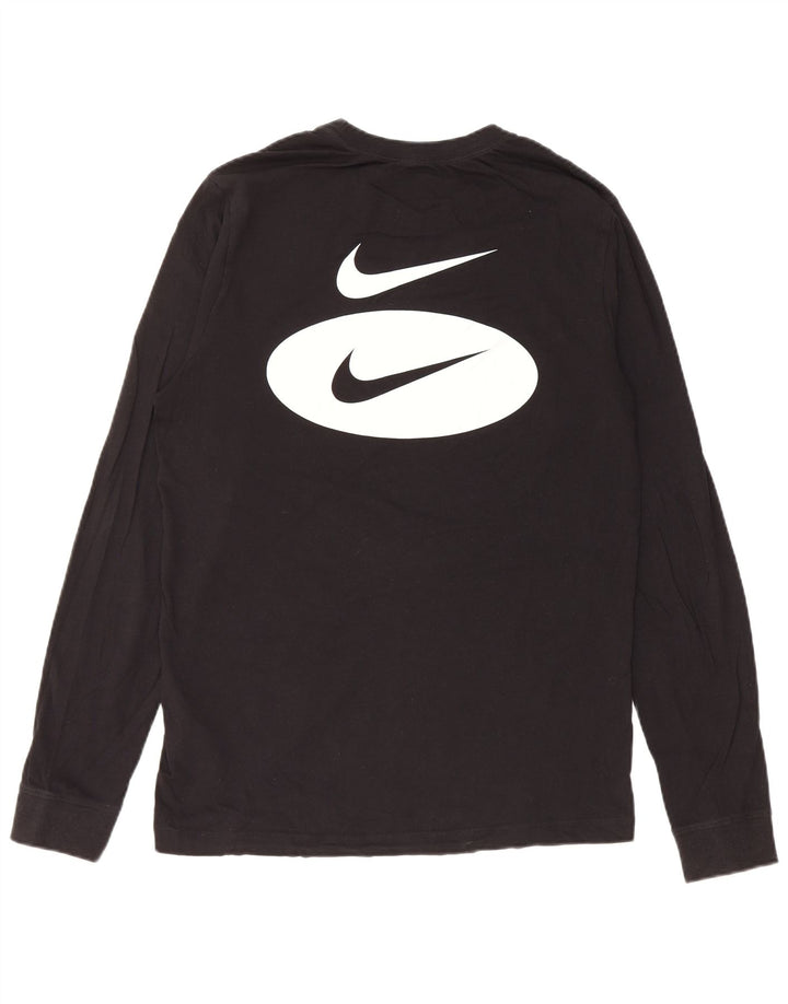 Męska koszulka graficzna Nike z długim rękawem, mała, czarna, bawełniana