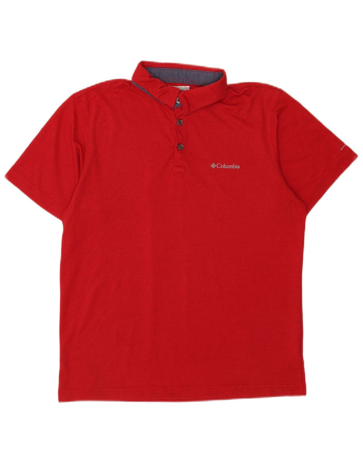 Męska koszulka polo Columbia Omni-Wick, poliester w średnie czerwone prążki