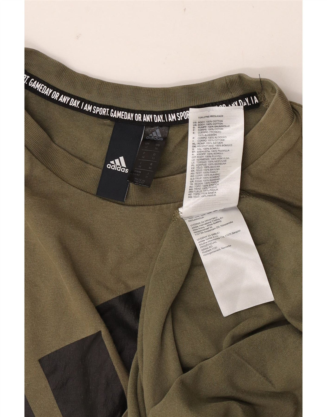 Męska koszulka z grafiką Adidas, średnia, bawełniana khaki