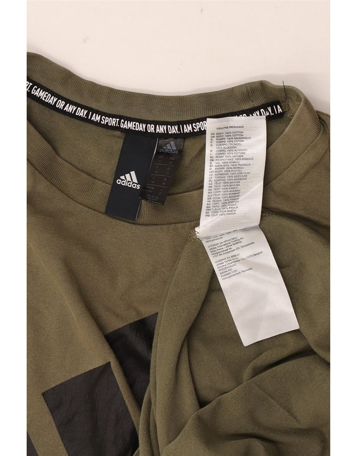 Męska koszulka z grafiką Adidas, średnia, bawełniana khaki
