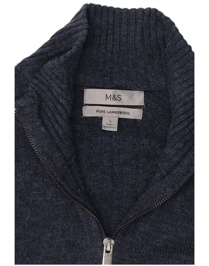Marks & Spencer Męski sweter z zamkiem błyskawicznym, duży, granatowy, klasyczny