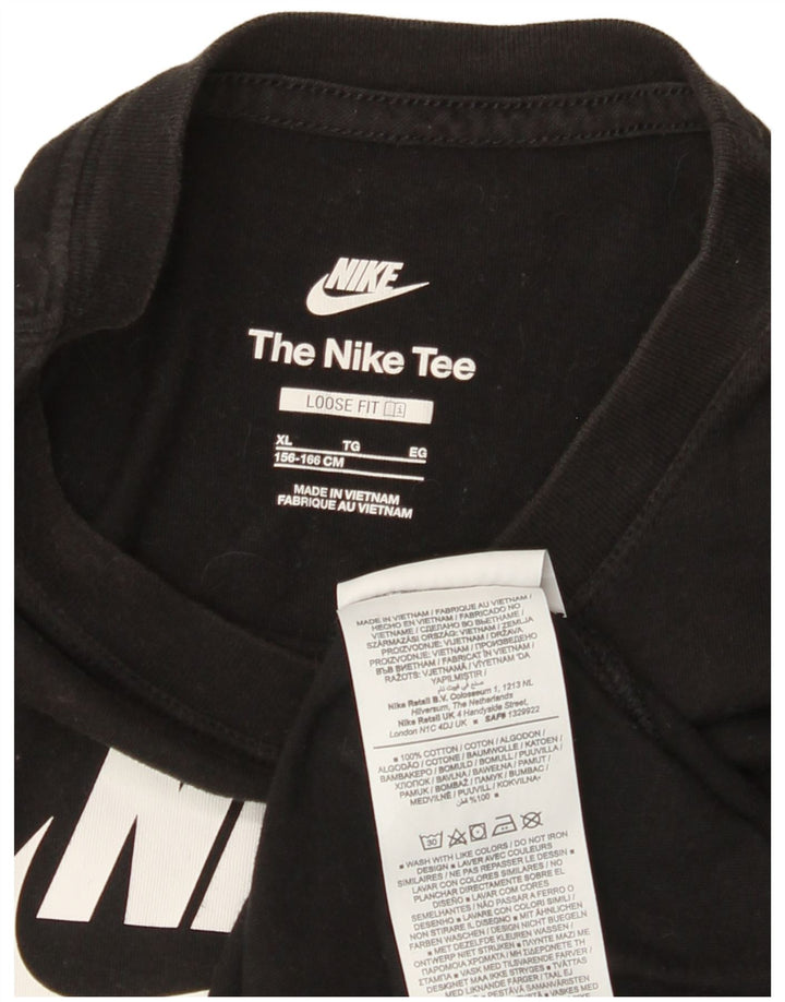 Dziewczęca koszulka o luźnym kroju z grafiką NIKE, 13-14 lat XL, czarna, bawełniana