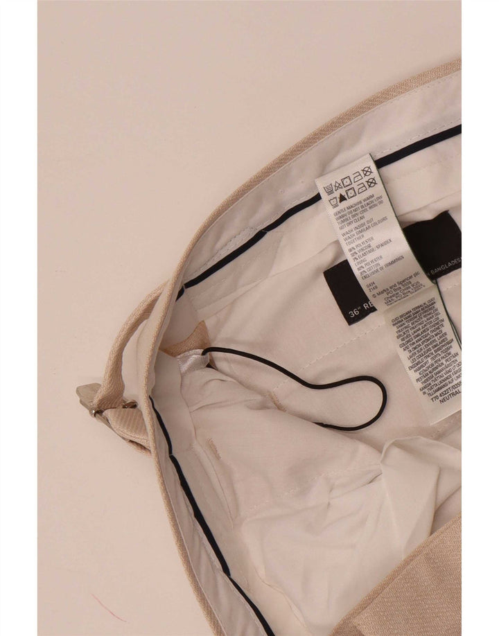 Męskie zwężane spodnie Chino Marks & Spencer W36 L30 Beżowy poliester