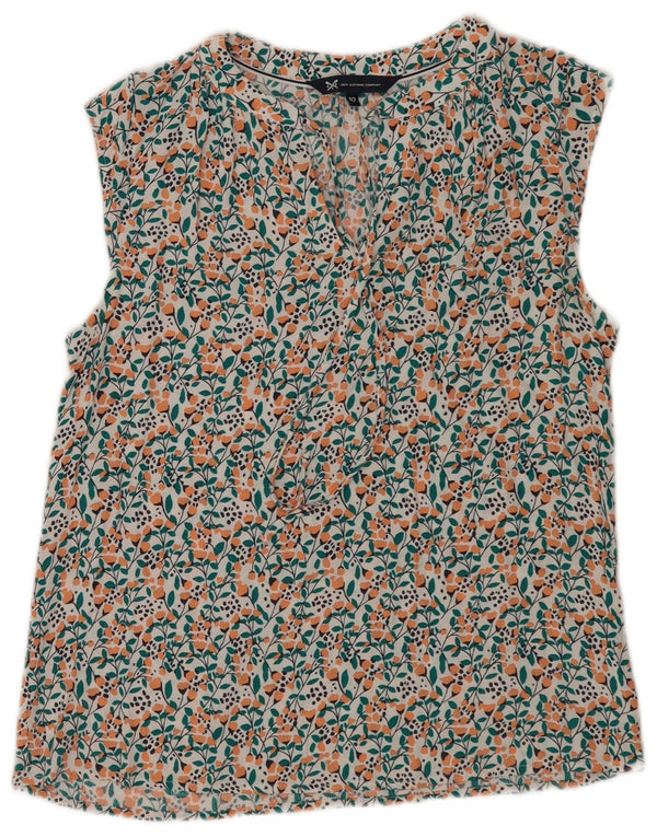 Crew Clothing Damska bluzka bez rękawów Top UK 10 Small White Floral Wiskoza