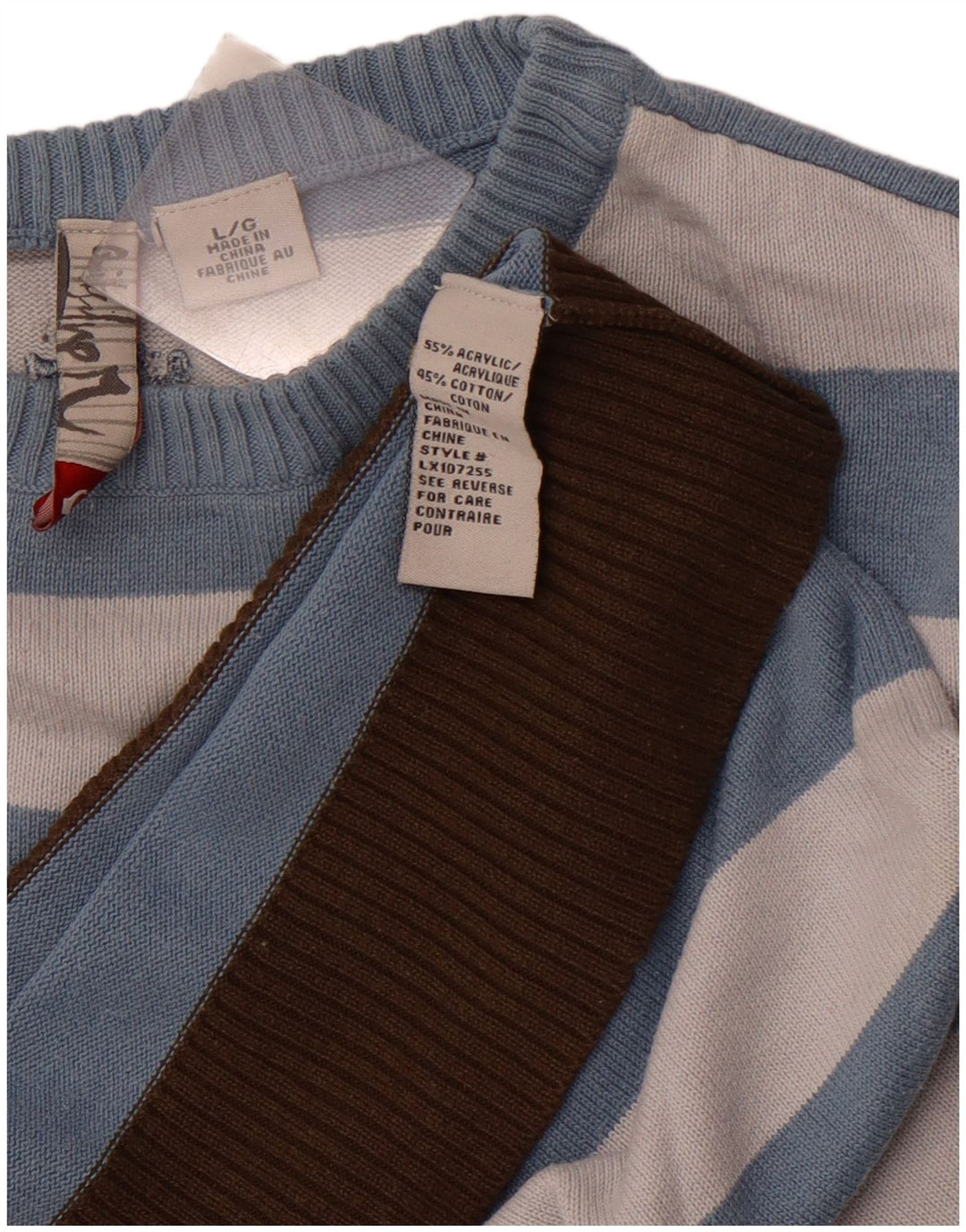 Męski sweter z okrągłym dekoltem QUIKSILVER, duży, akrylowy, w niebieskie paski