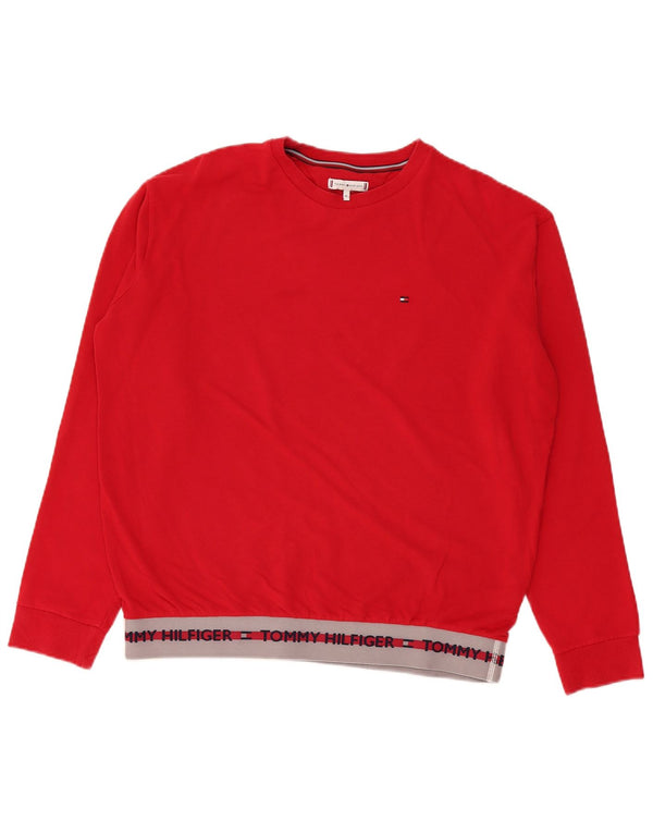 Męska bluza z grafiką Tommy Hilfiger XL, bawełniana w bloki kolorów, czerwona