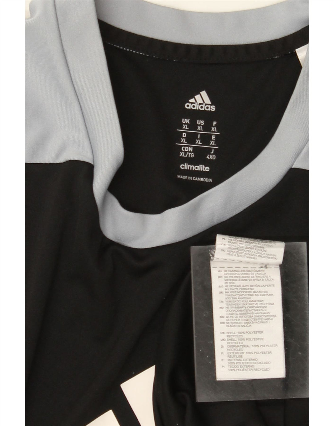 Męska koszulka ADIDAS Climalite z grafiką, top XL, czarny poliester z blokami kolorów