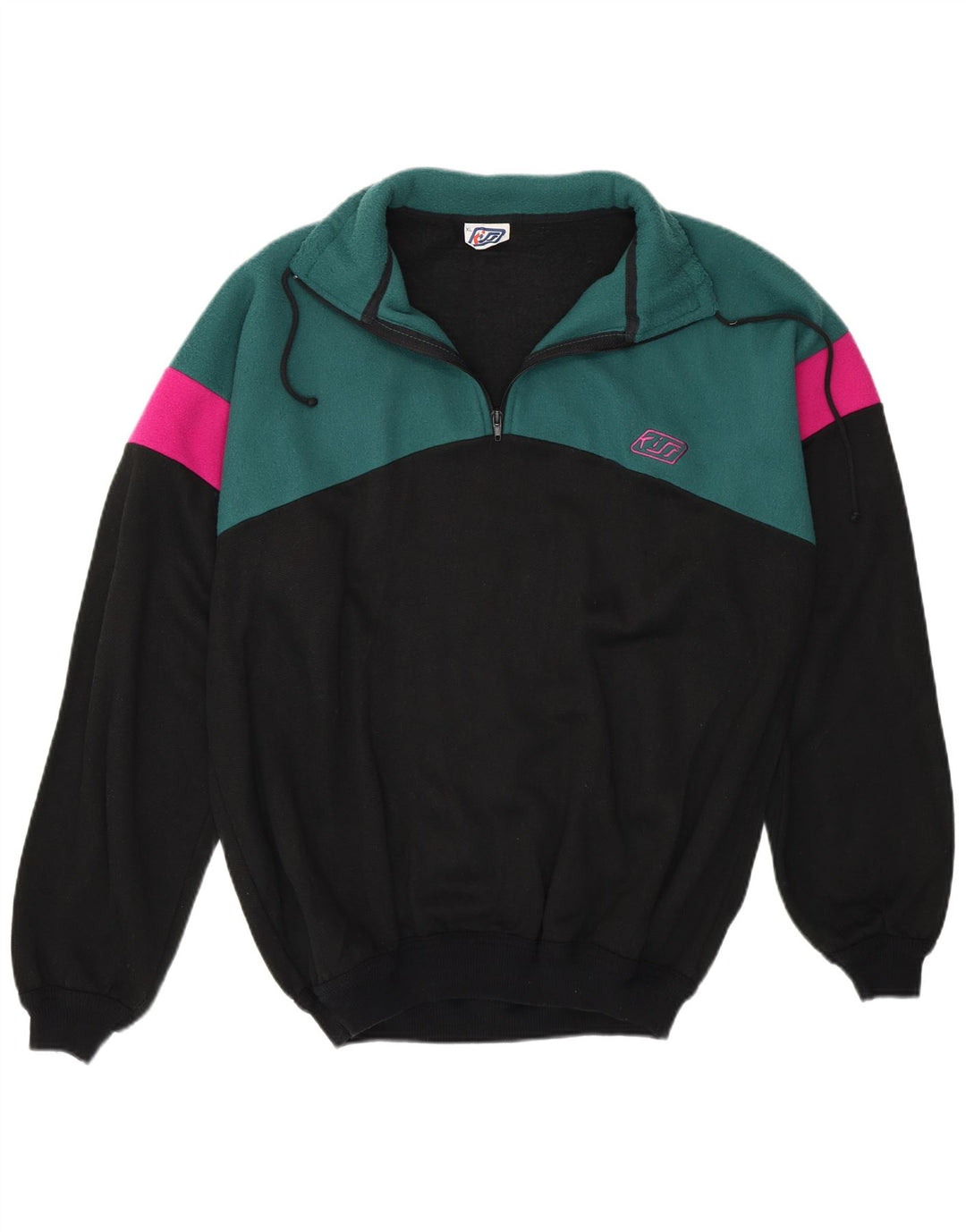 Męska bluza polarowa KISS XL, czarna, z blokami kolorów, bawełniana