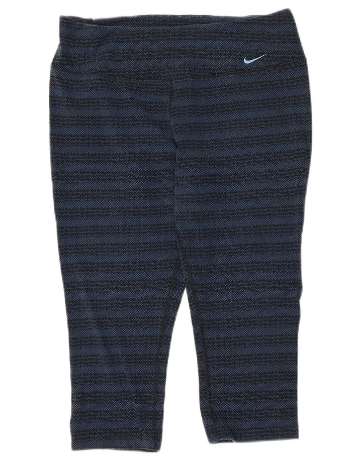 Damskie legginsy NIKE Dri Fit Capri UK 14, duże, bawełniane, w granatowe paski