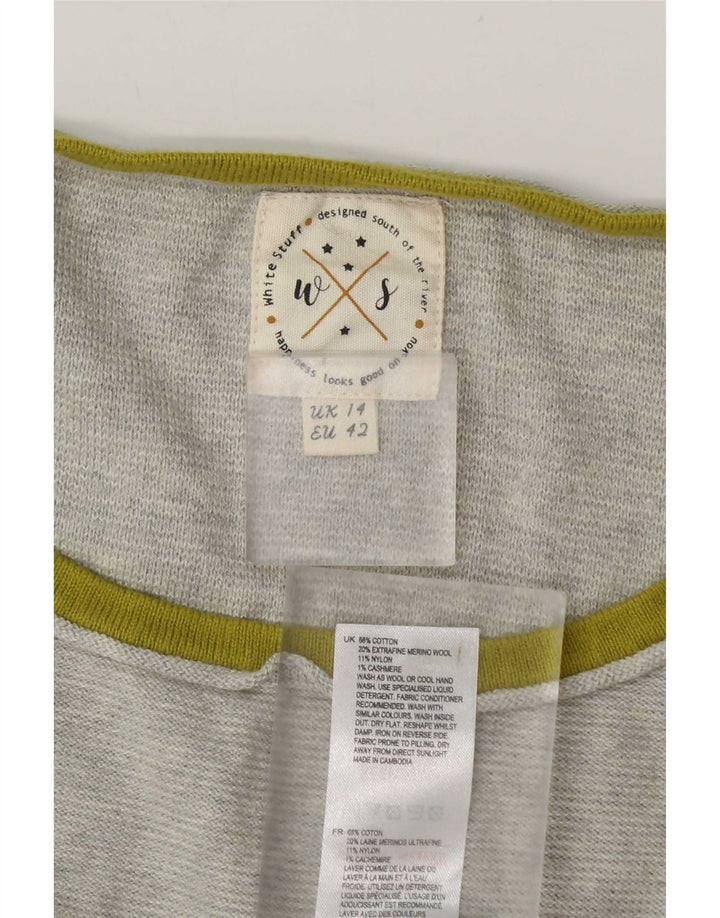 White Stuff Womens Long Sleeve Jumper Dress UK 14 Medium Grey Colourblock