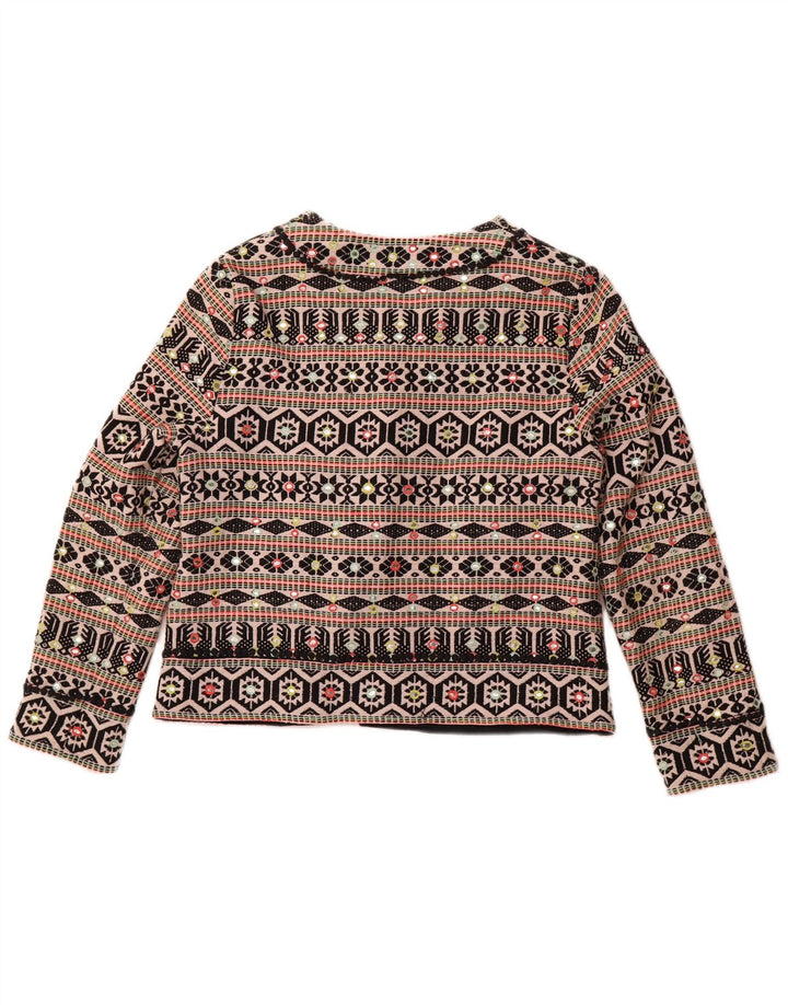 MONSOON Damska otwarta bolerko UK 18 XL, czarna, geometryczna bawełna