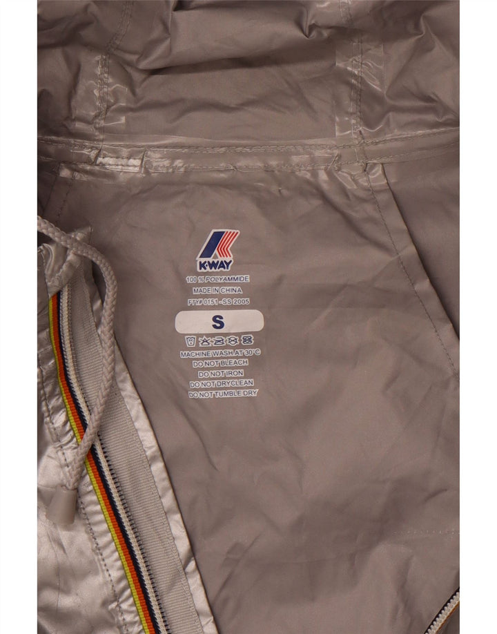 Damska kurtka przeciwdeszczowa K-WAY o luźnym kroju z kapturem UK 10 Small Silver Polyamide