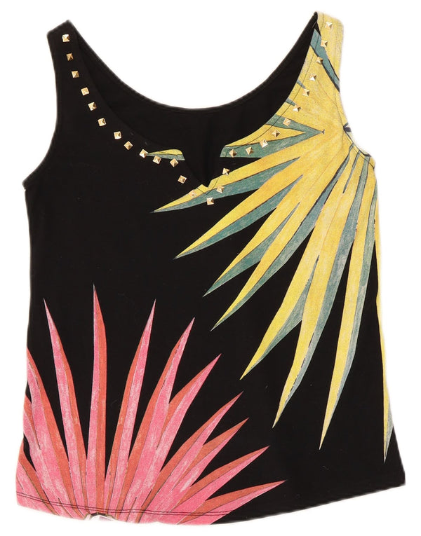 Damski top Desigual Graphic Vest Top UK 6 XS w czarne kwiaty