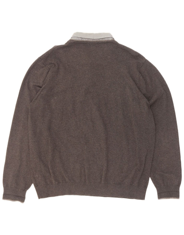 Marks & Spencer Męski sweter o regularnym kroju z dekoltem w kształcie litery V, XL, szary, bawełniany