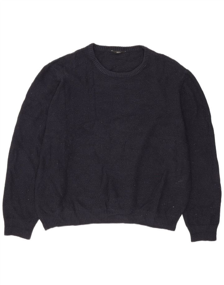 M&Co Męski sweter z okrągłym dekoltem 2XL Granatowy akryl