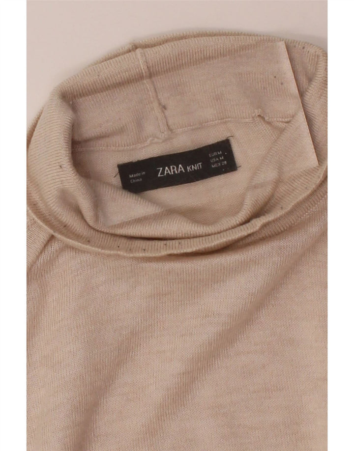 ZARA Womens Turtle Neck Jumper Sweater UK 12 Medium Beige Flecked Vintage Zara and Second-Hand Zara from Messina Hembry 