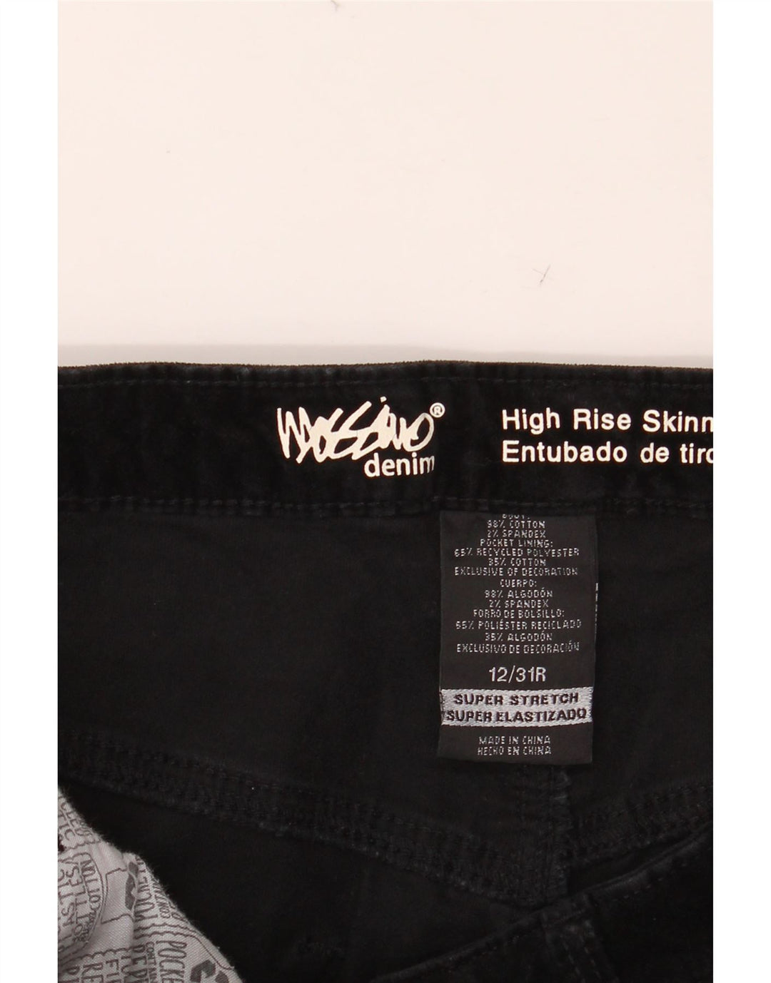 Damskie spodnie typu skinny z wysokim stanem MOSSIMO US 12 Large W31 L29 Black