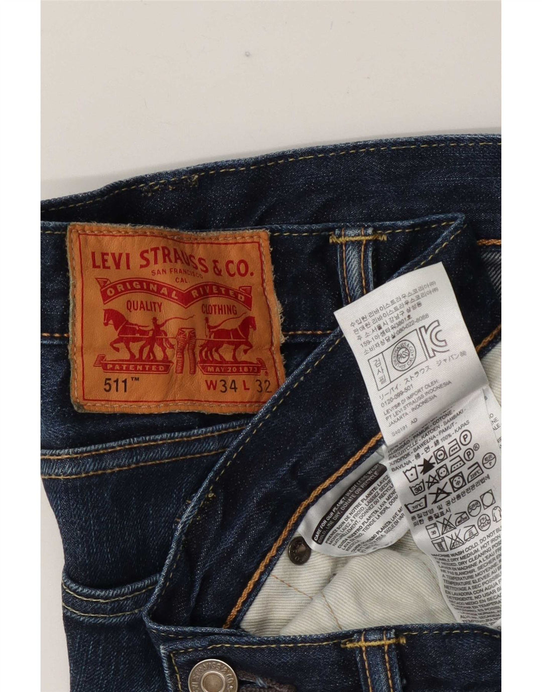 Męskie jeansy Levi's 511 Slim W34 L32 Niebieska bawełna