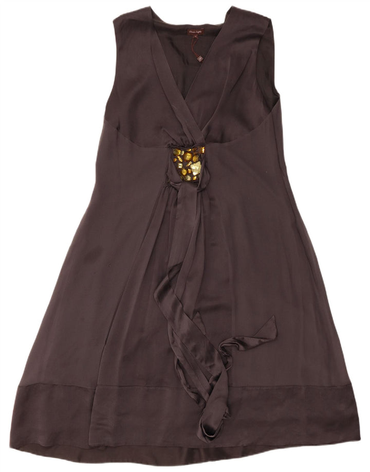 Damska sukienka o linii A bez rękawów Phase Eight UK 16, duża, szara, jedwabna