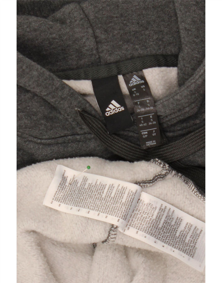 Damski sweter z kapturem ADIDAS z grafiką, UK 8/10, mały, szary, bawełniany