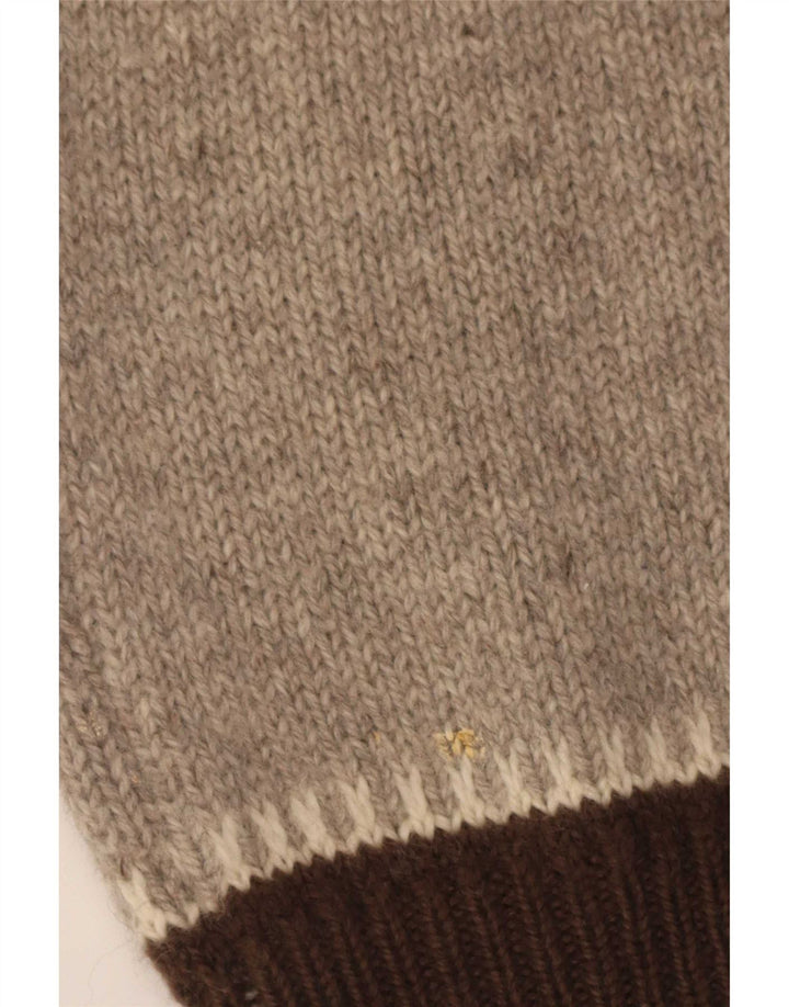 Męski sweter z dekoltem w łódkę Viking Średni brąz Fair Isle New Wool