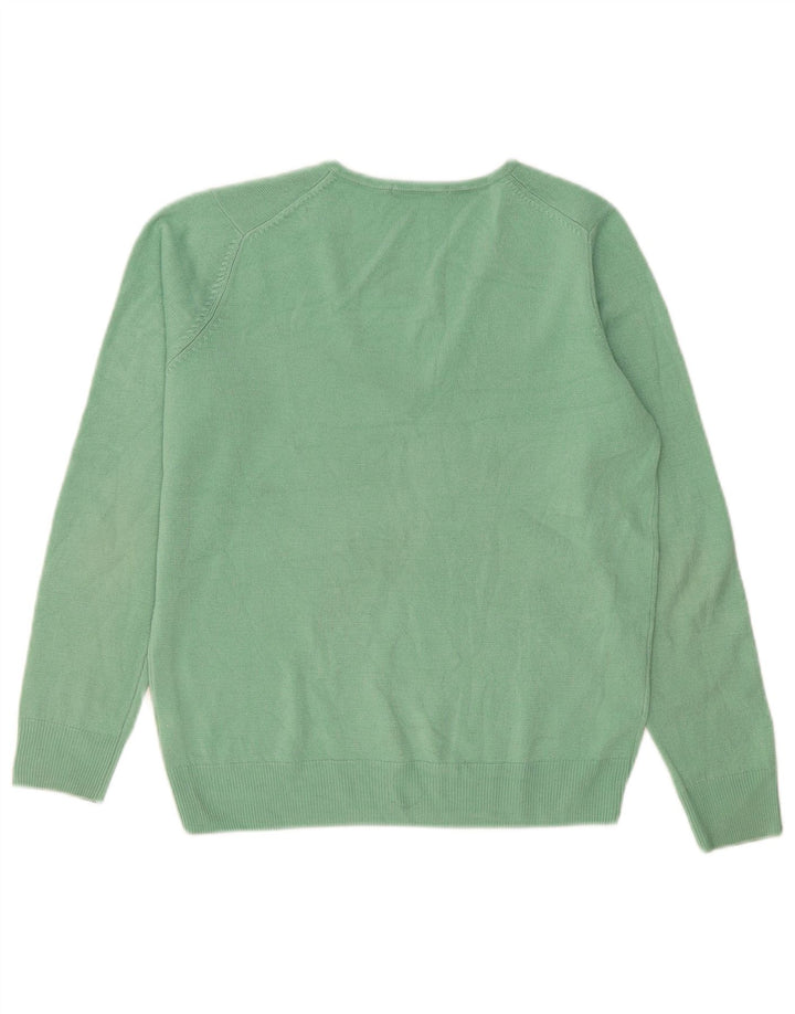 Marks & Spencer Damski sweter z dekoltem w kształcie litery V, UK 12, średni zielony akryl