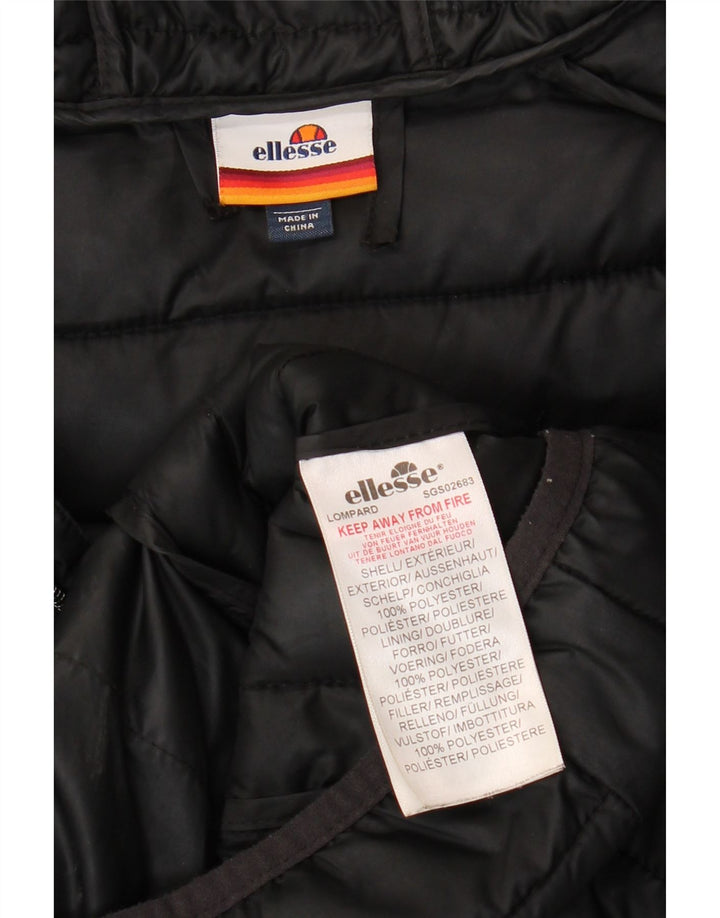 ELLESSE Womens Hooded Padded Jacket UK 12 Medium Black Polyester
