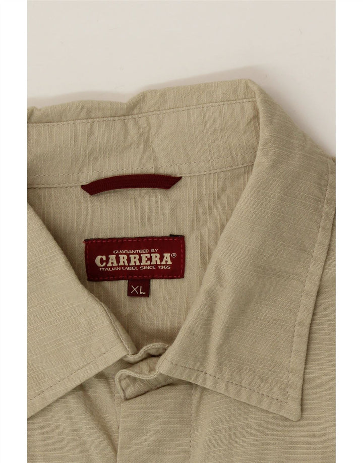 CARRERA Mens Short Sleeve Shirt XL Beige Cotton Vintage Carrera and Second-Hand Carrera from Messina Hembry 