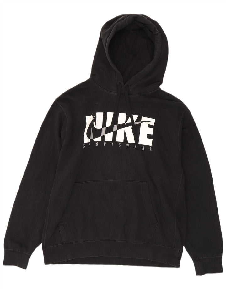 Męski sweter z kapturem Nike z grafiką, duży, czarny, bawełniany