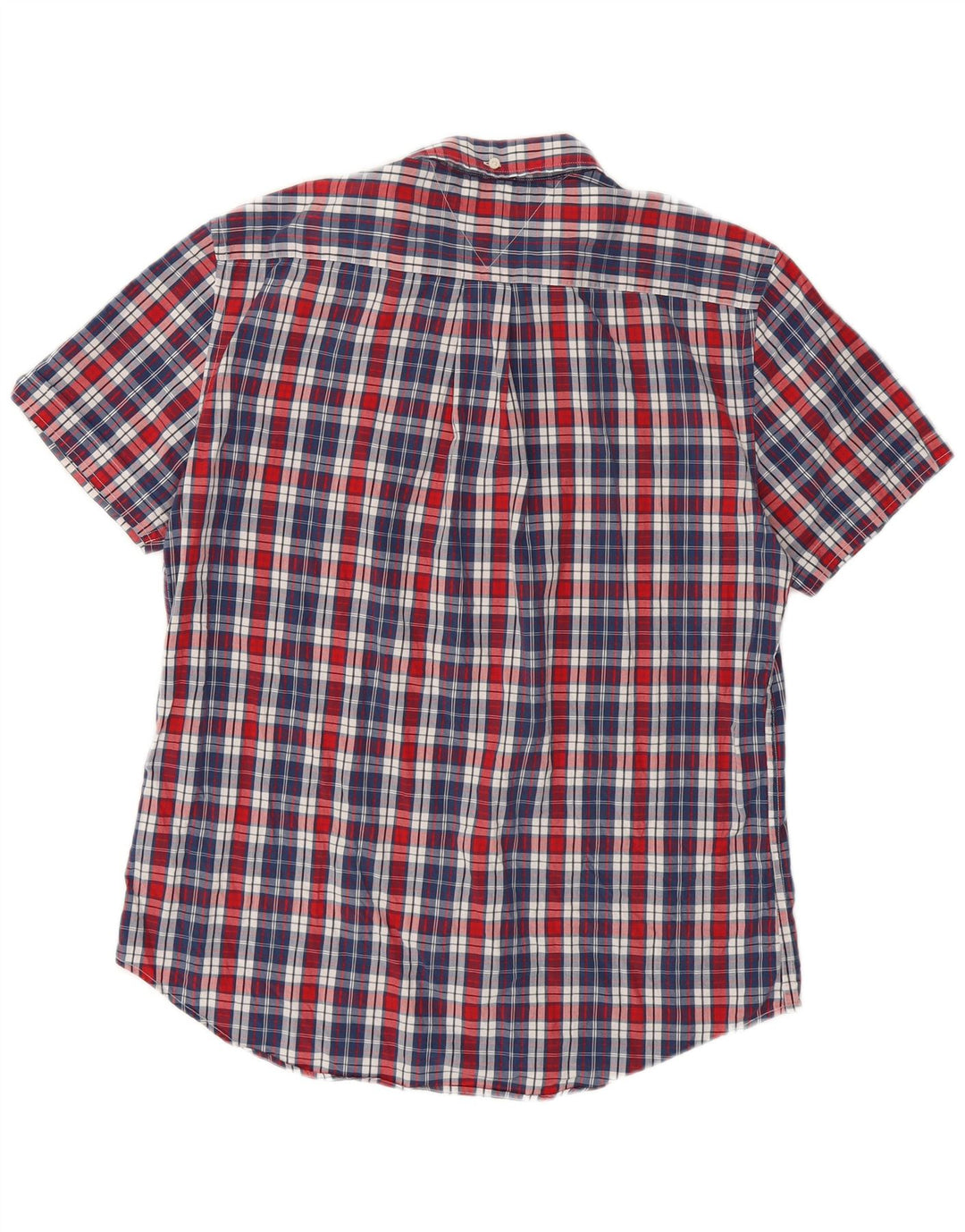 Męska koszula z krótkim rękawem Tommy Hilfiger o dopasowanym kroju, w dużą granatową kratkę