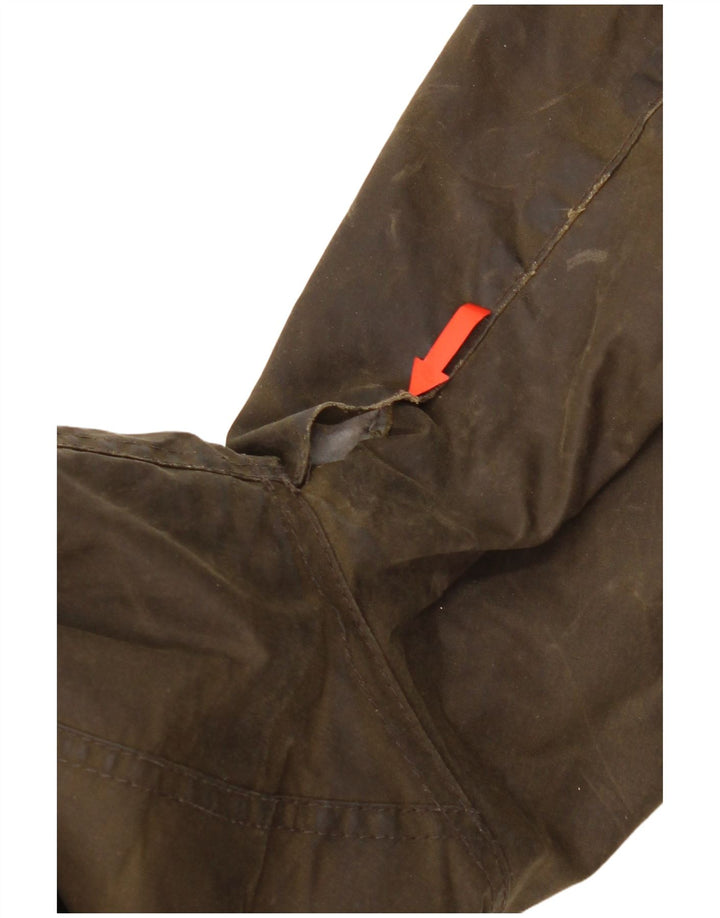 Damska kurtka z kapturem i woskowaną bawełną Barbour UK 12, średnia bawełna khaki