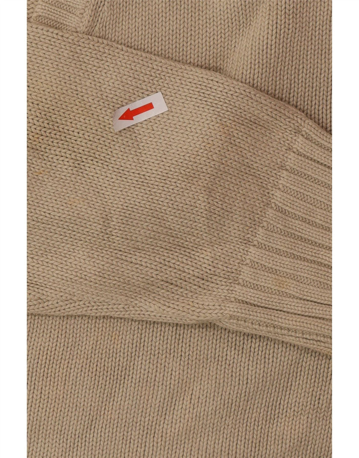 Zara Męski sweter z dekoltem w kształcie litery V, XL, beżowy, bawełniany